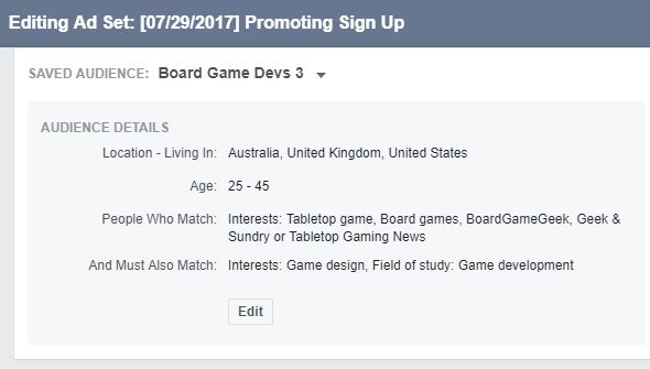 game dev advertisement on Facebook